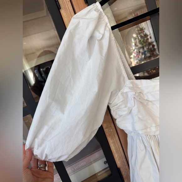 Abercrombie Emerson babydoll mini dress Ruched Puff short Sleeve bride bump - Picture 7 of 9